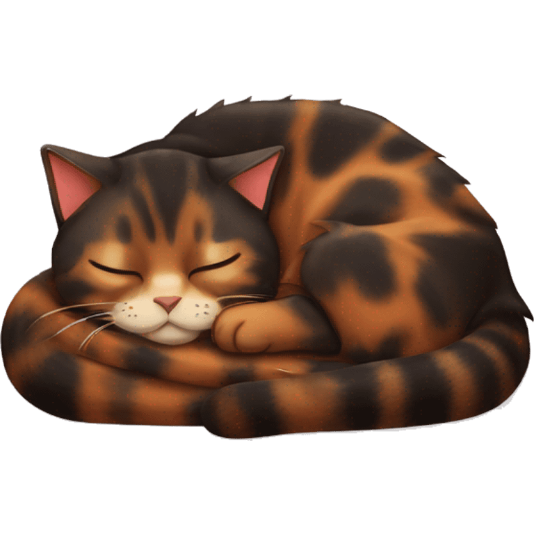 tortoiseshell cat sleeping emoji