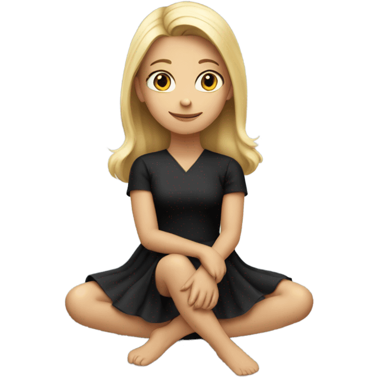 full body blonde girl sitting in black dress on the floor emoji