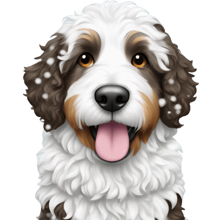 Bernedoodle in snow emoji