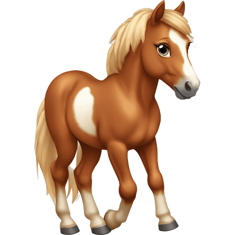 Chestnut horse with white, cheeky playful horse, young horse foal filly horse yearling playful trotting emoji