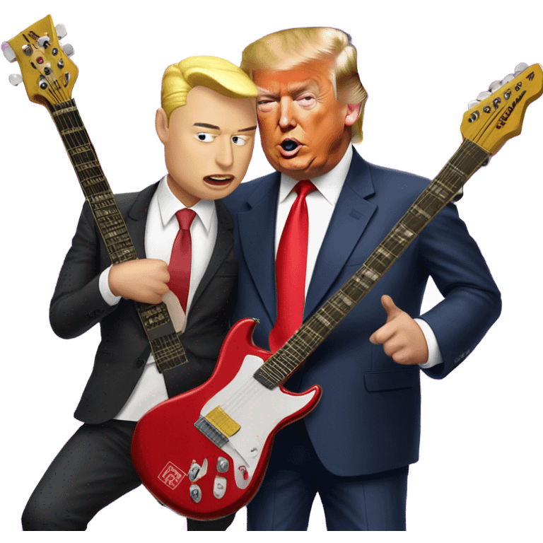 Elon musk and trump playing in a rock band called maga emoji