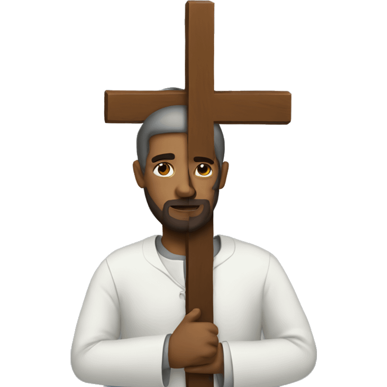 Man holding cross emoji