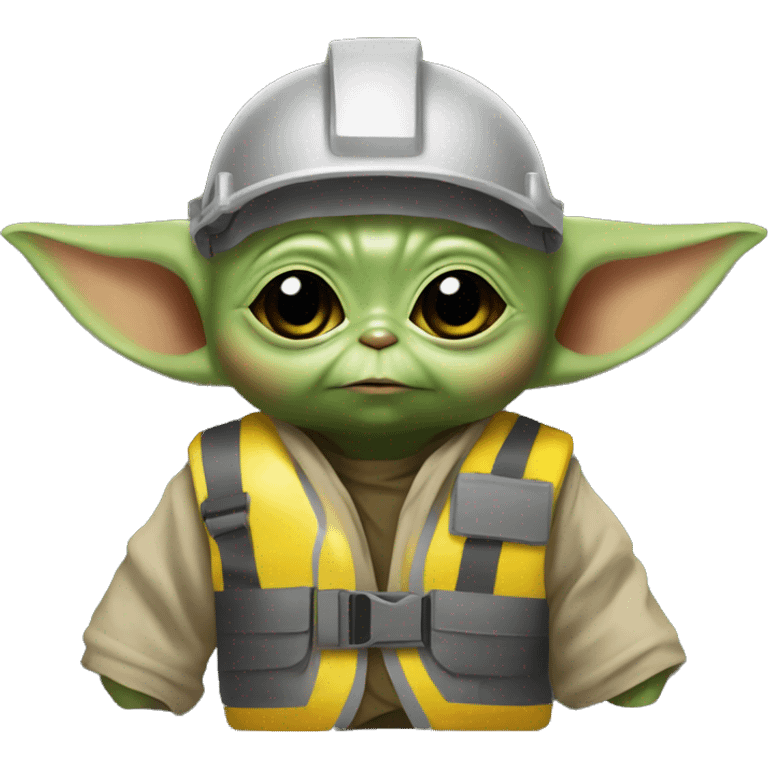 Baby Yoda in yellow construction helmet and vest emoji