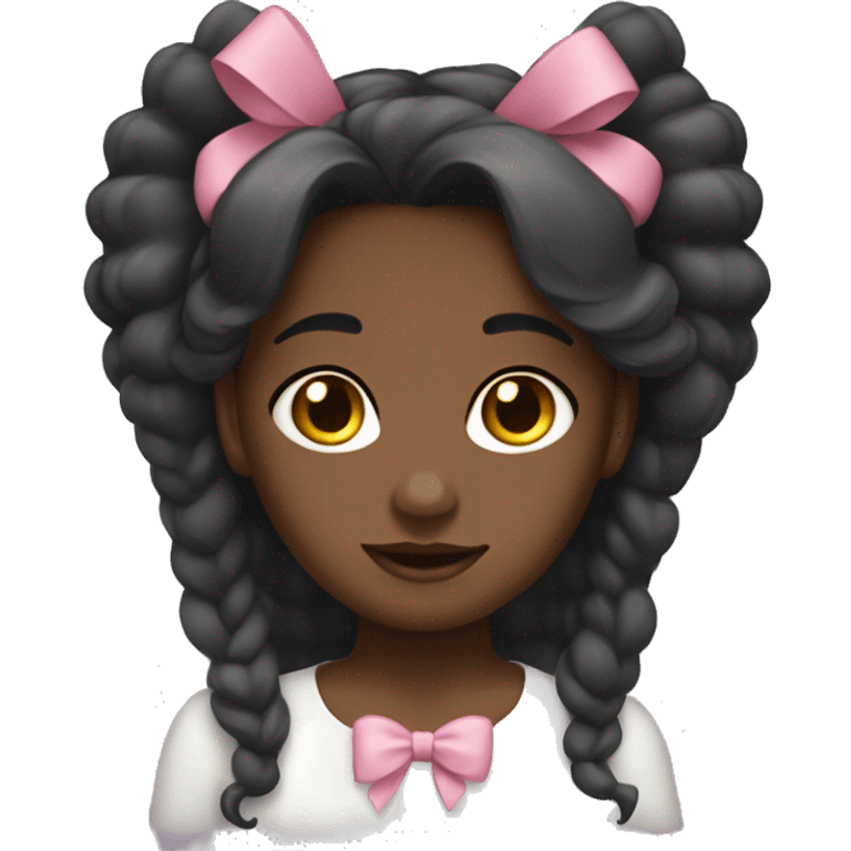 Can you make an angelic faced dark-skinned girl with long burnette hair and bows emoji