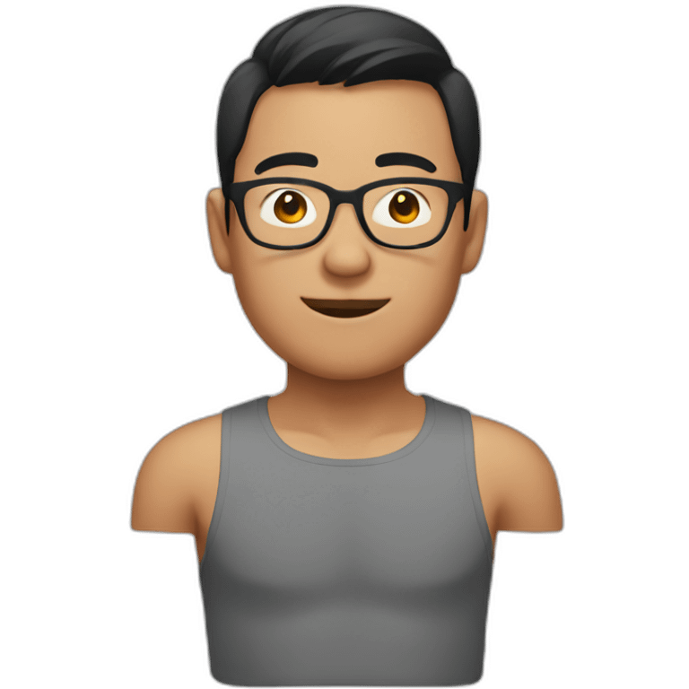 shirtless asian man wearing glasses emoji