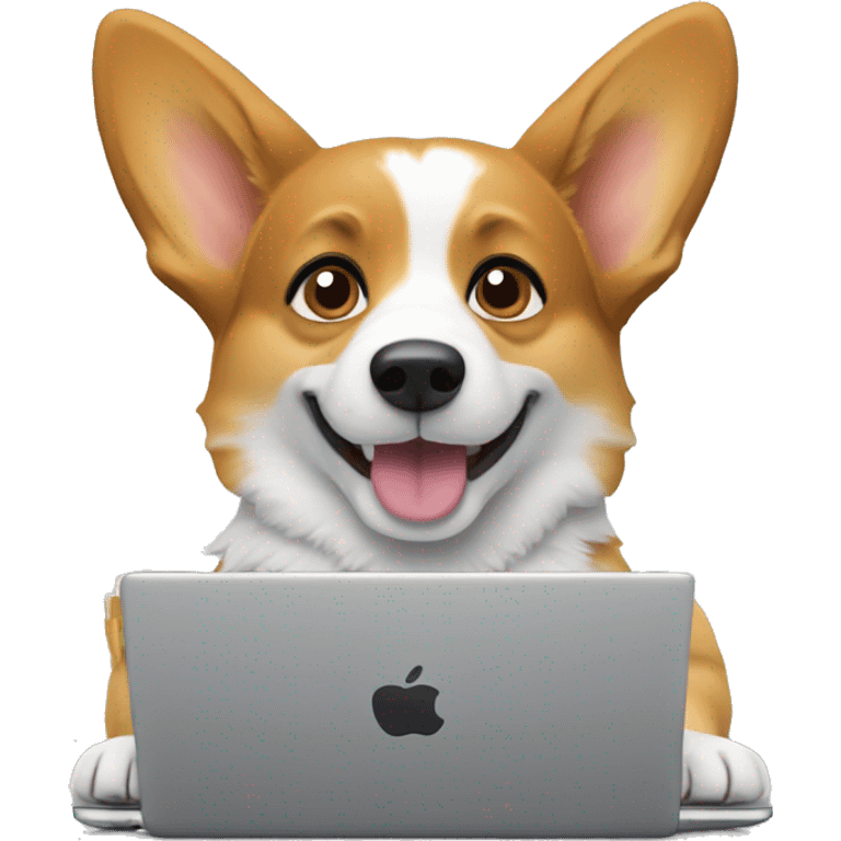 Corgi working on a macbook pro emoji