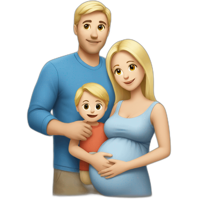 Family;blonde-haired-pregnant-mother, Turkish-white-man, blond-haired-baby-boy emoji