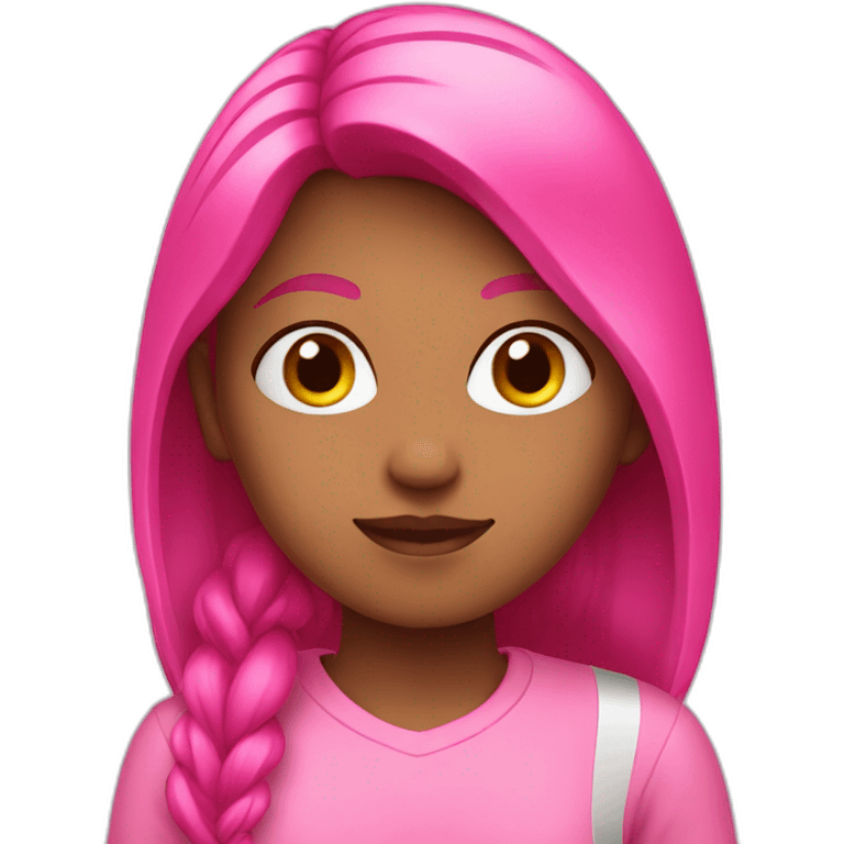 A girl wearing pink emoji