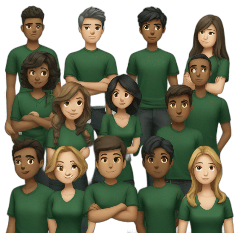 student club of 7 members with dark green shirt emoji