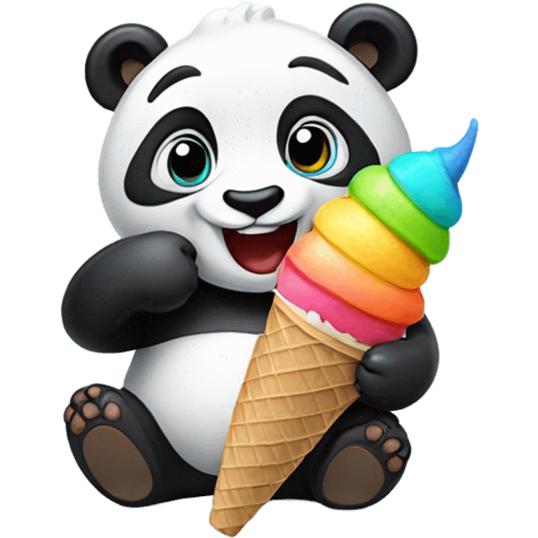 Panda eating ice cream emoji