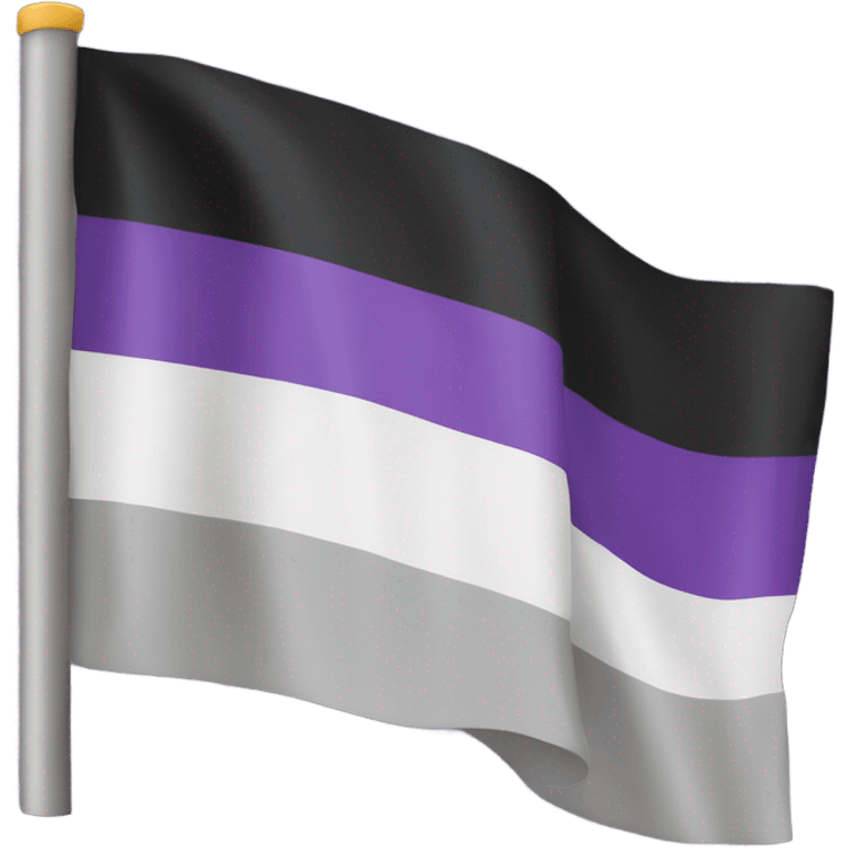 asexual pride flag with four horizontal stripes: black, gray, white, and purple emoji