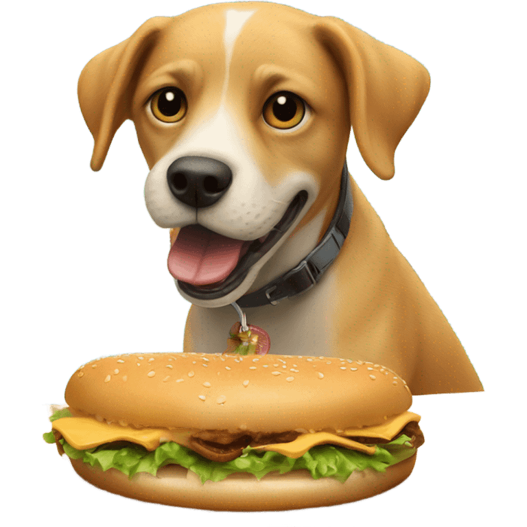 dog eat burger on surfboard emoji