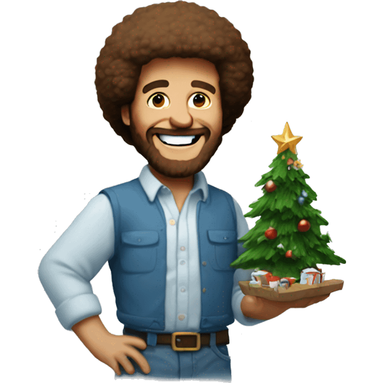 bob ross with christma emoji