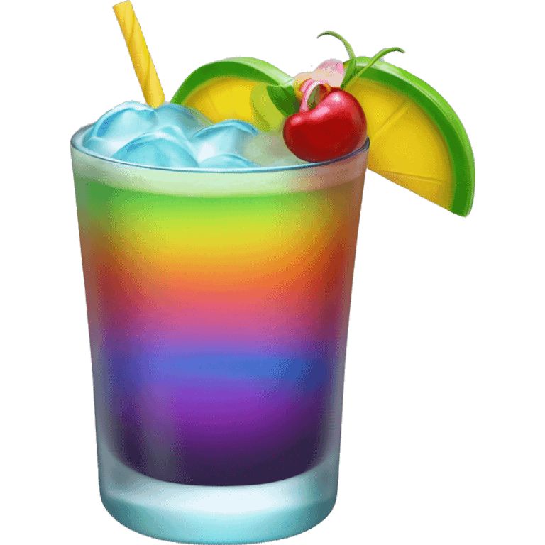 Rainbow cocktail in hurricane glass emoji