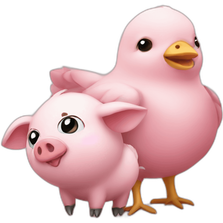 Chick with a pig emoji