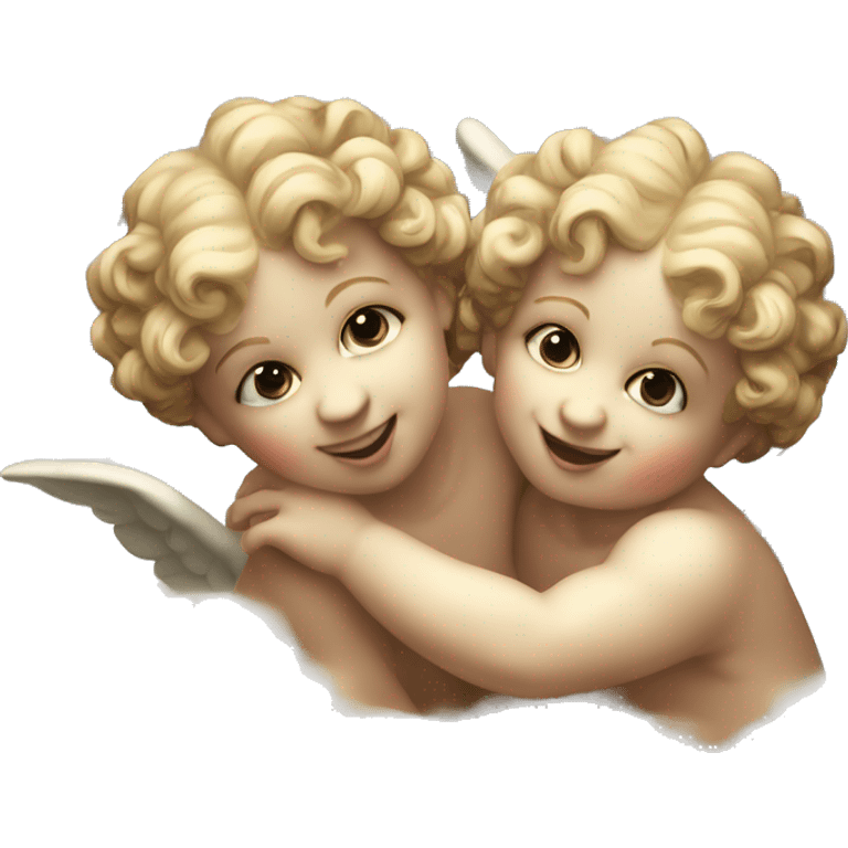 Twin cherubs in clouds classical Renaissance  emoji