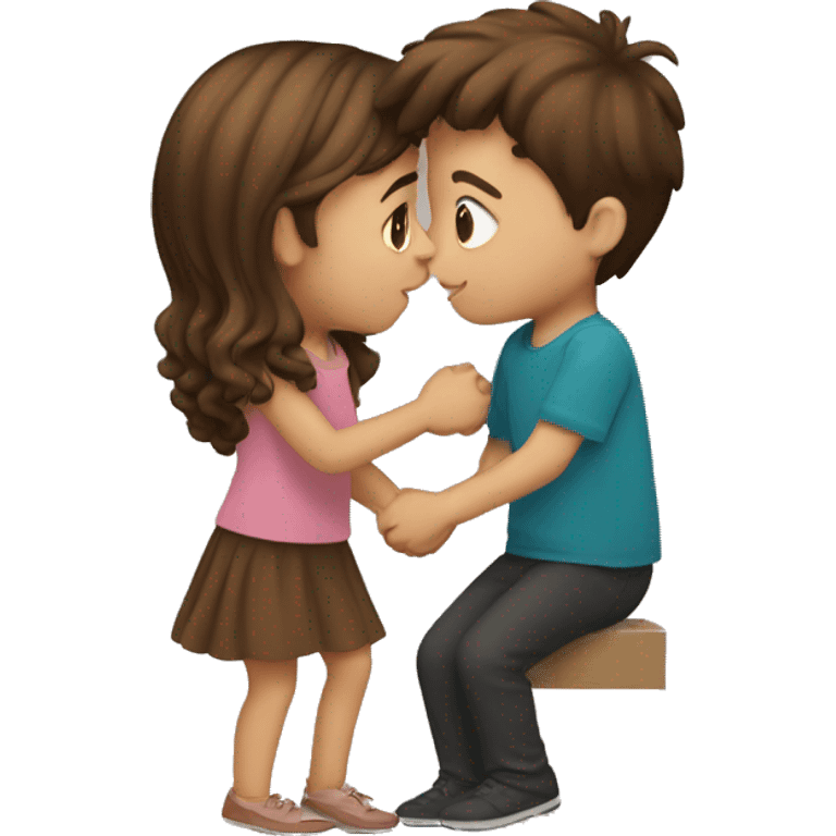 brown hair girl kissing a brown hair boy emoji