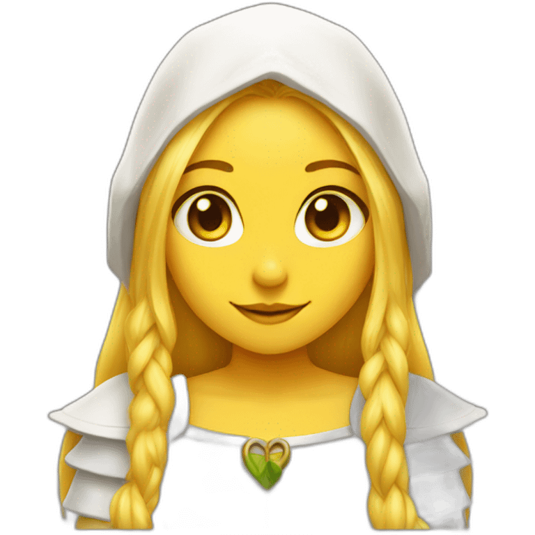 face of elf girl, white clothes, yellow long hair emoji