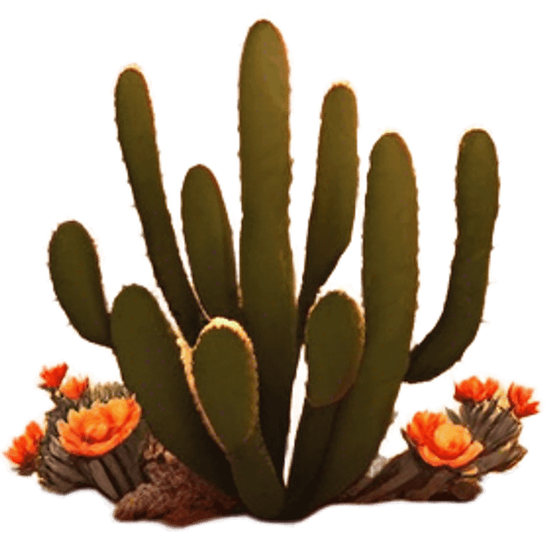 Cinematic Realistic Desert Emoji in a frame, Expansive and arid, with vast stretches of golden sand dunes and scattered cacti, the sun casting a warm, almost orange glow over the dry, cracked earth. The horizon blurs into a heat shimmer, while the occasional desert flower adds a splash of color to the barren landscape. Soft glowing outline, capturing the essence of the harsh yet stunning beauty of the desert, calm and quiet, filled with silence and mystery. emoji