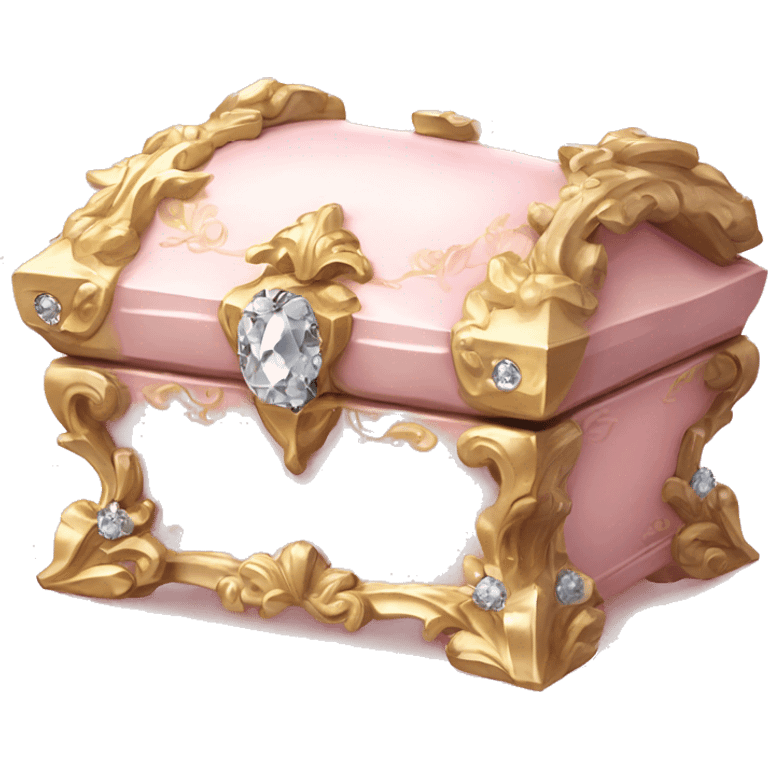 Pale pink Rococo Treasure box filled with flowers and diamonds emoji