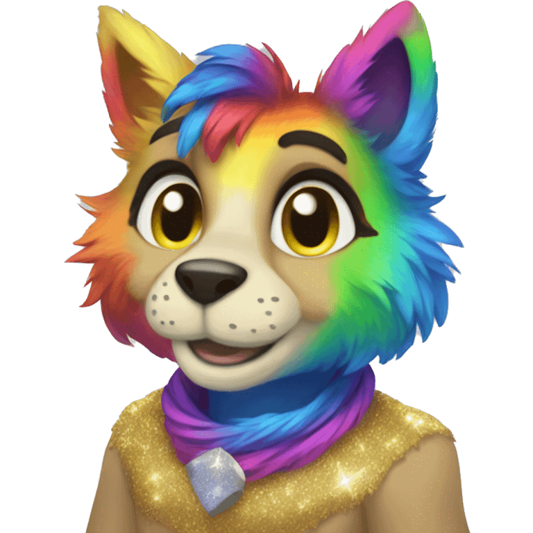 Furry, sparkle, rainbow, animal, anthro, full body, fursona emoji