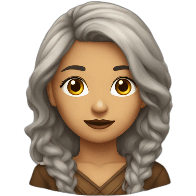 Lerians rojas mujer pelo marrón ojos marrones emoji