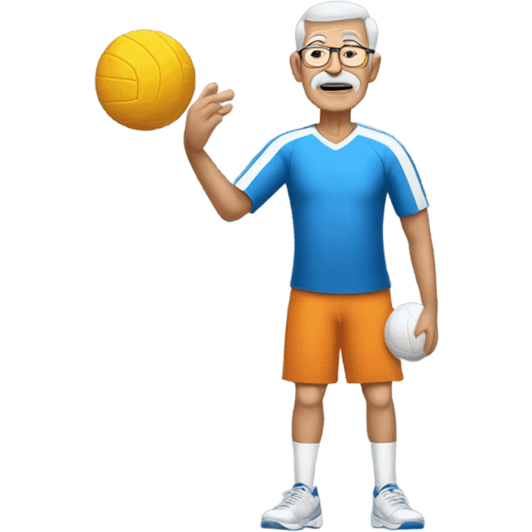 tall grandpa is playing volleyball  emoji