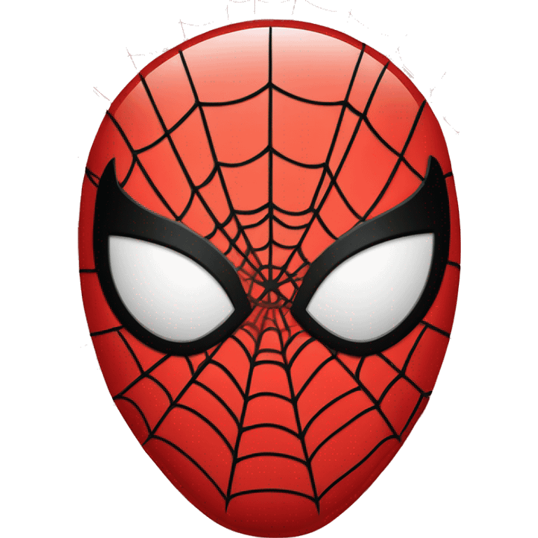 Create a circular Spider-Man-inspired face. Use bold red with black web patterns and large white eyes outlined in black. Keep it clean, comic-style, and focused on the face only—no text or background emoji