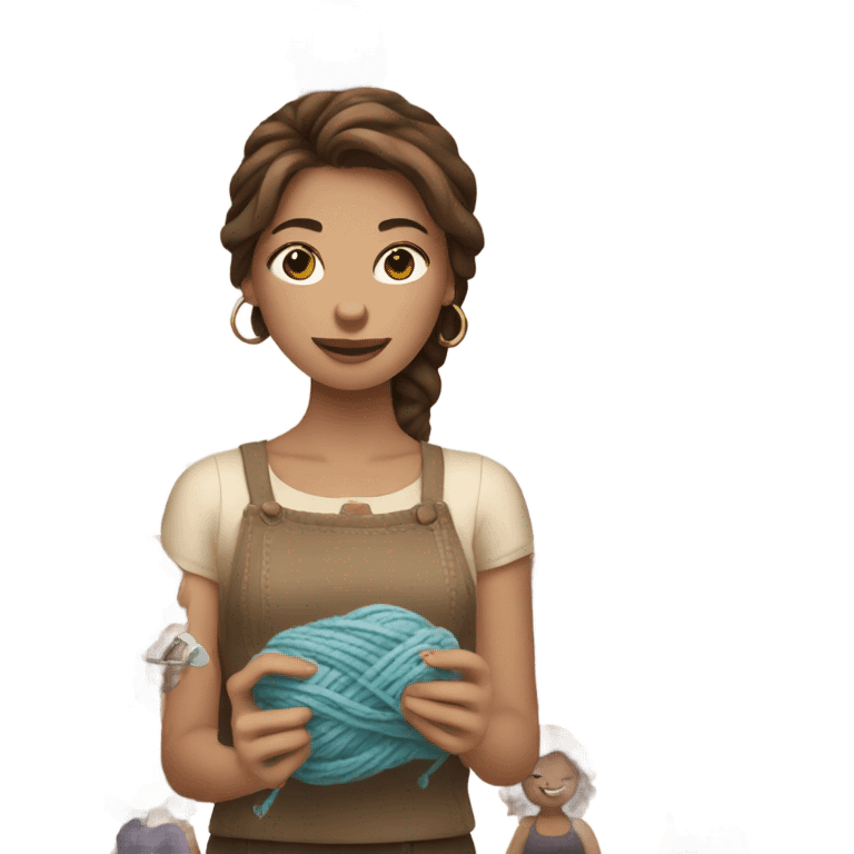 Brown hair girl knitting  emoji