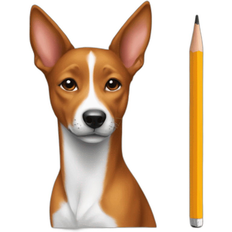 Basenji holds a pencil emoji