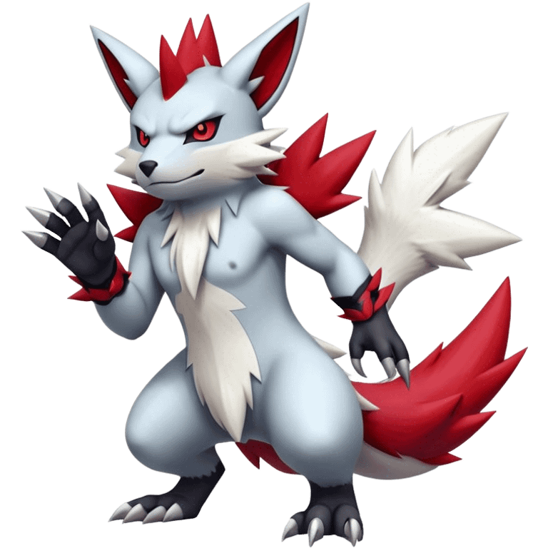 Edgy Cool Beautiful Zangoose-Guilmon-Zoroark, full body emoji