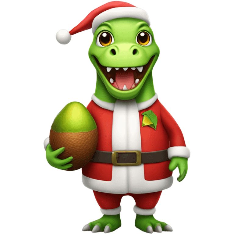 Avocado wearing dinosaur with Santa Claus emoji