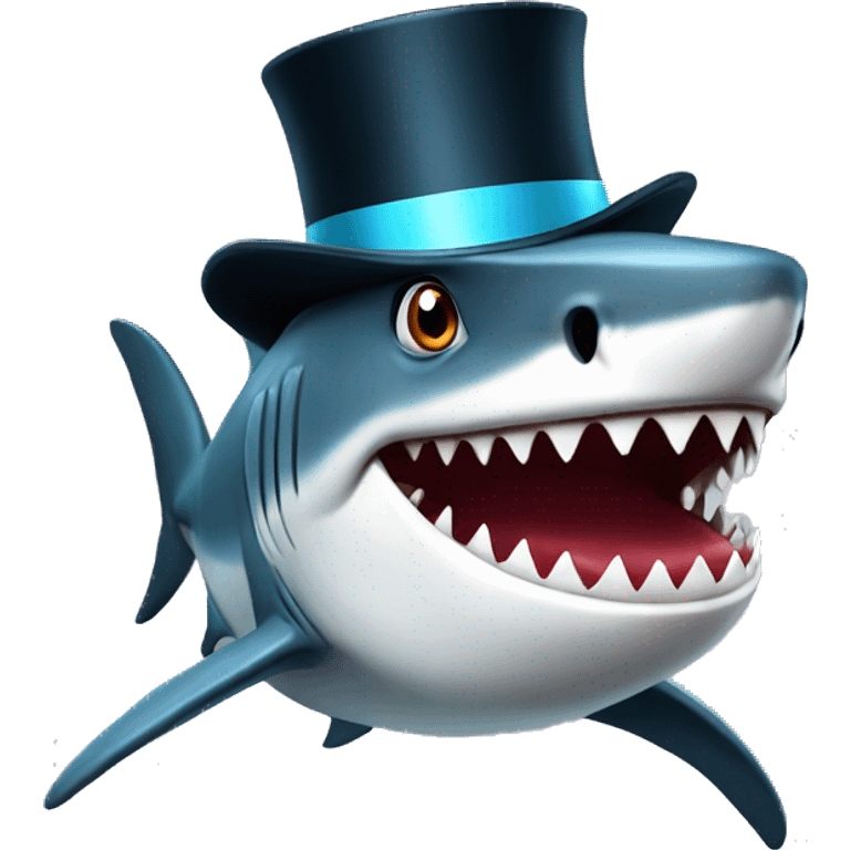 Shark with a top hat emoji