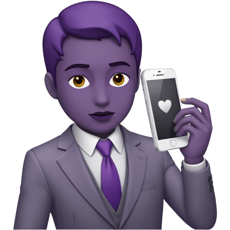 make the emoji skin colour deep purple and the phone white, make their suit grey emoji