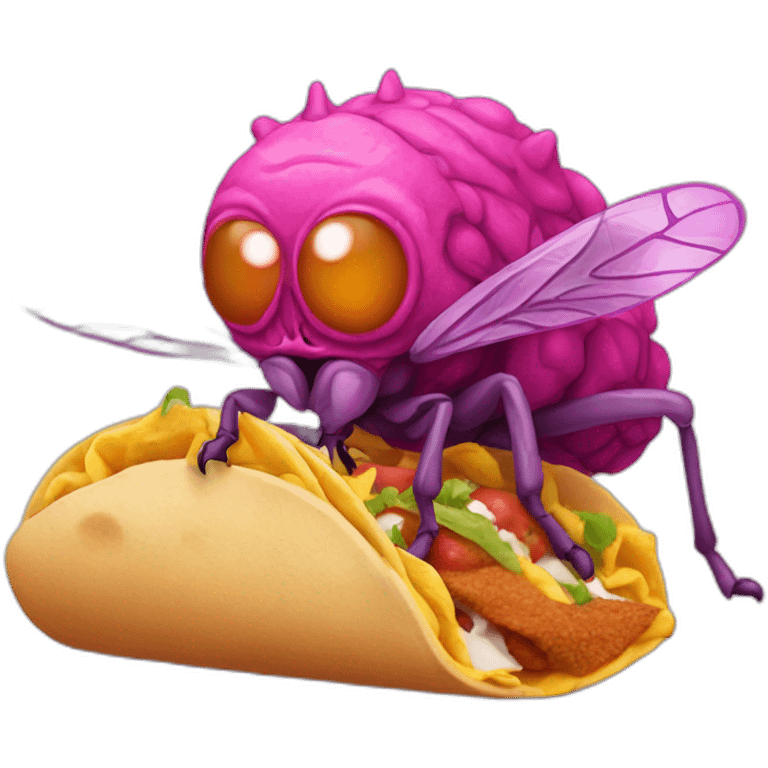 pink zombie fly eating a taco emoji