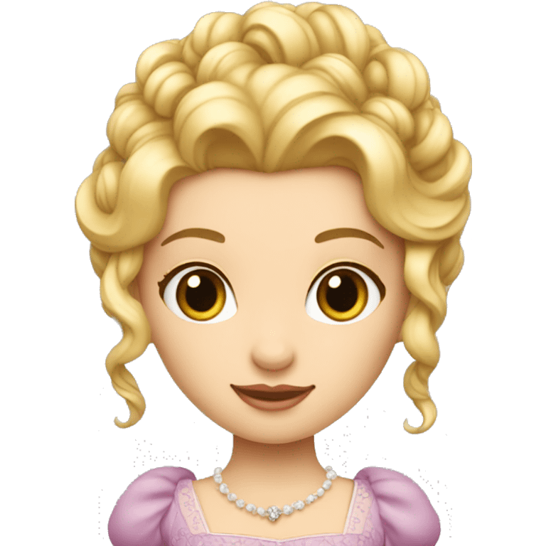 Muñeca estilo Disney con vestido de princesa pelo rubio con tirabuzón  emoji