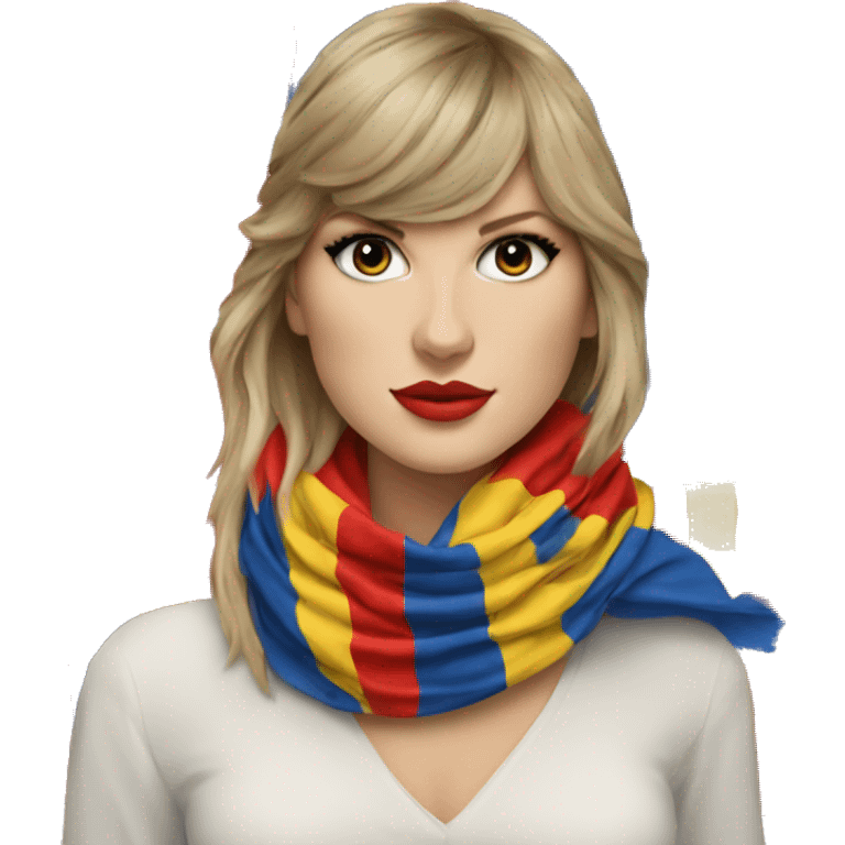 Taylor Swift wearing a Romanian flag as a scarf  emoji