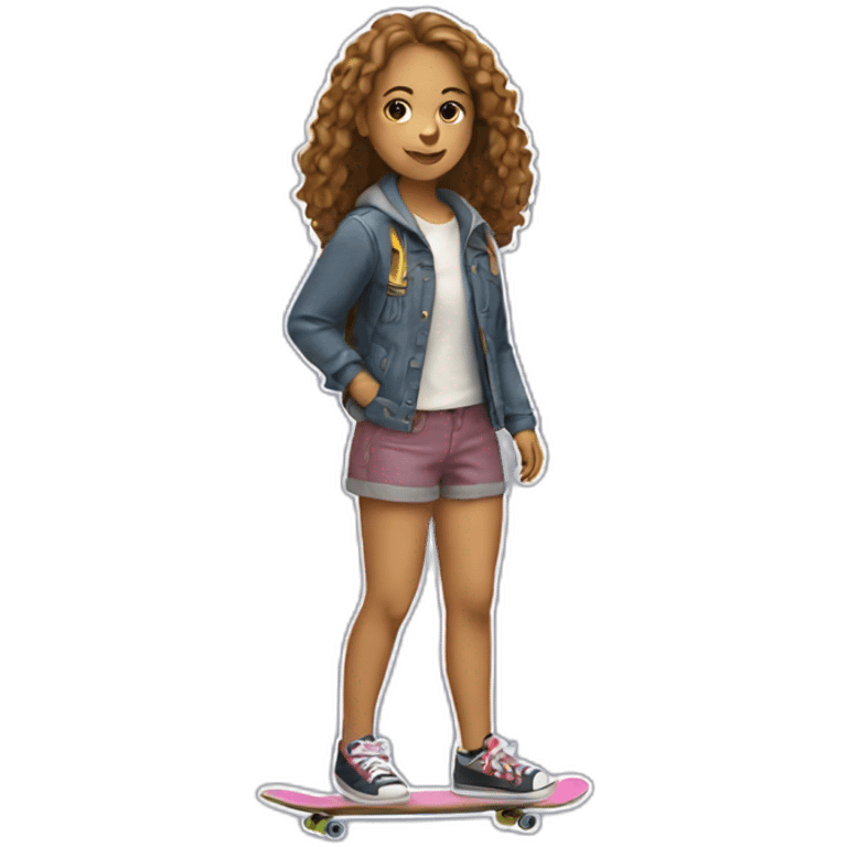 Make a sticker of the 30 birthday of a woman Who looks like a girl of 16 with a skateboard in his hand emoji