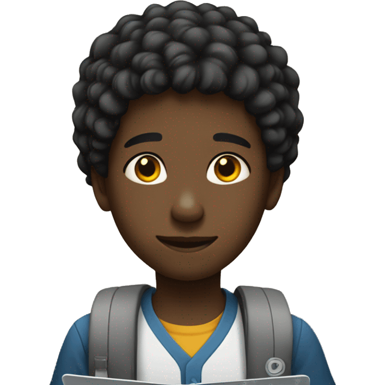 Young black boy with tablet emoji