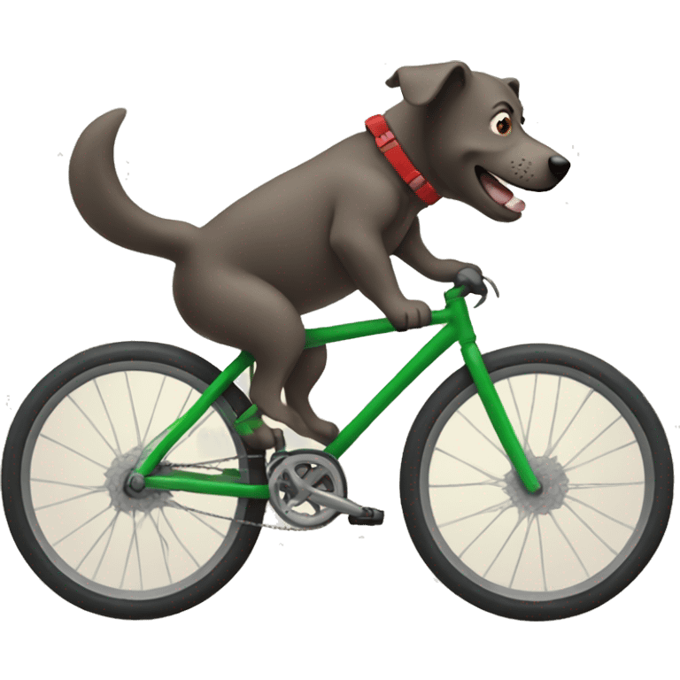 Dog riding mountain bike emoji