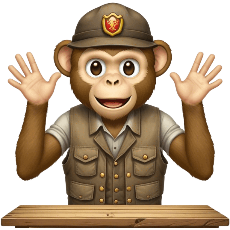 Dirty farmer monkey falling over table  emoji