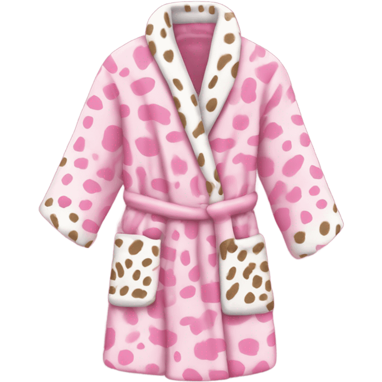 Pink robe with white Cheetah print ￼￼ emoji