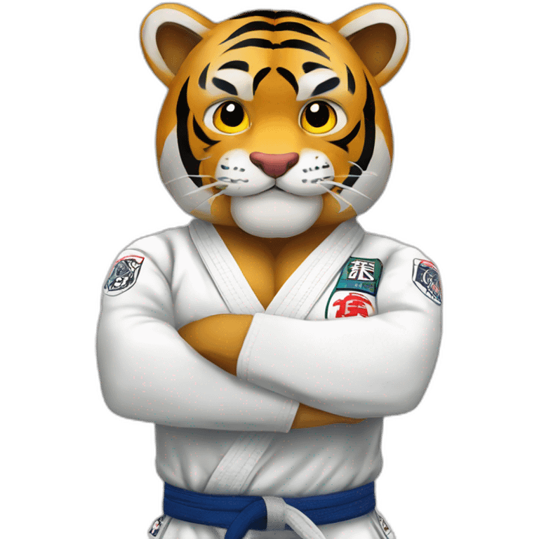 Tiger japan jiu jitsu with his arms crossed emoji