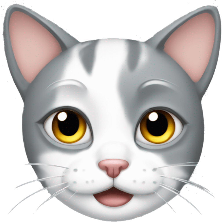 gray and white cat with tears on its face emoji