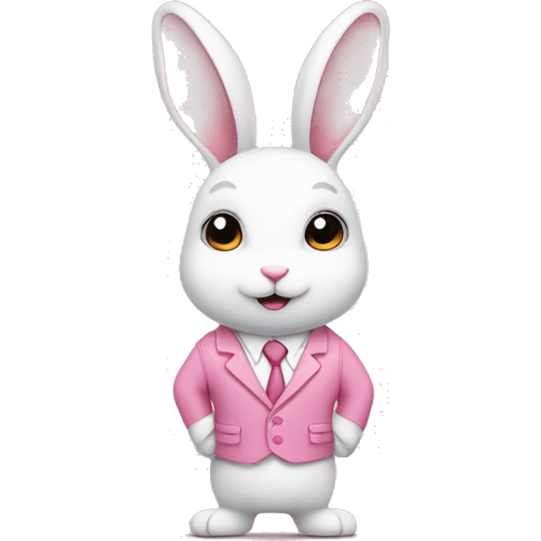 A cute white rabbit in a pink suit emoji