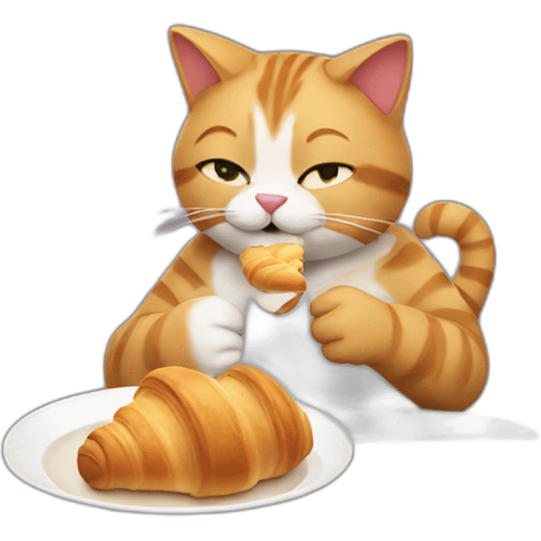 cat eating croissant emoji