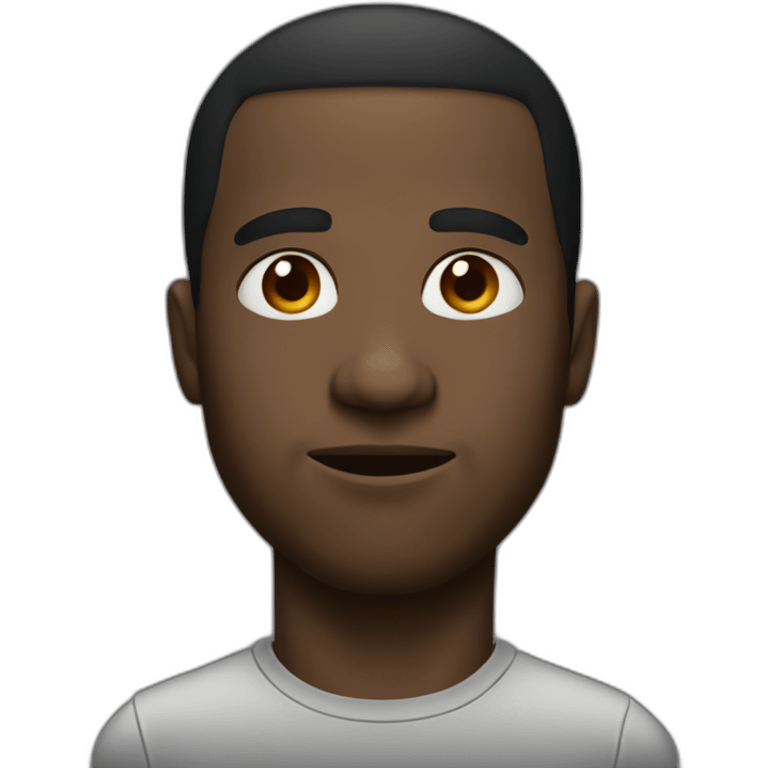 Black man with a slightly heavy build and a slightly large nose and small eyes emoji