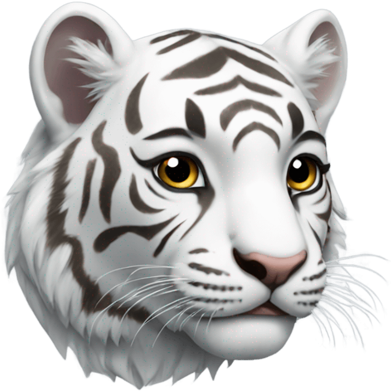 Cute white tiger emoji