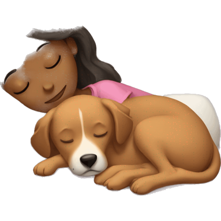 Girl sleeping with a dog  emoji