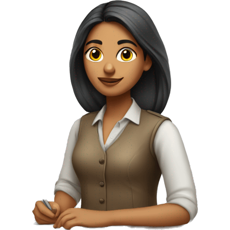 Indian girl going to work on a desk job emoji